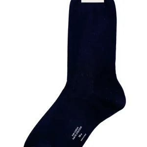 Calzini uomo blu scuro filo di scozia lunghezza polpaccio tinta unita made in italy