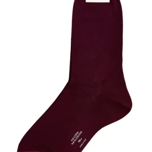 Calzini uomo bordeaux filo di scozia lunghezza polpaccio tinta unita made in italy