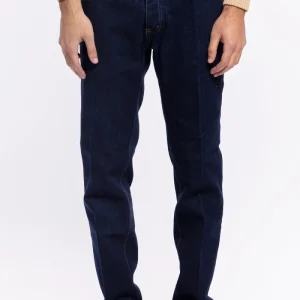 Jeans da uomo lavaggio zero tasca america con lievi rotture vestibilità slim cuciture in contrasto leggermente elasticizzato