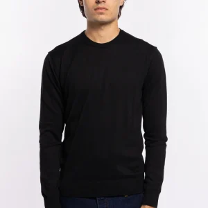 Maglioncino da uomo nero maniche lunghe 100% cotone di filo tinta unita finezza 14
–