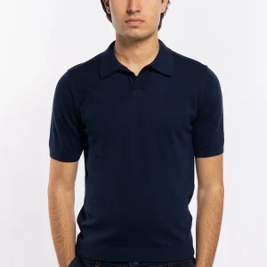 Polo da uomo mezze maniche blu tinta unita 100% cotone di filo tinta unita finezza 14
–