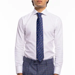 Cravatta uomo bluette Fantasia cerchi grandi 8cm in seta 100%