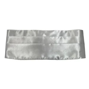 Fascia smoking in raso effetto seta grigio perla effetto raso tinta unita chiusura gancio regolabile larghezza 14 cm