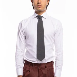 Cravatta uomo 9cm grigio medio fresco lana misto