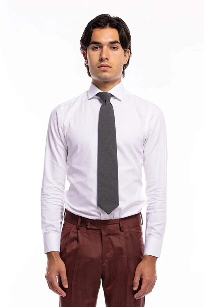 Cravatta uomo 9cm grigio medio fresco lana misto