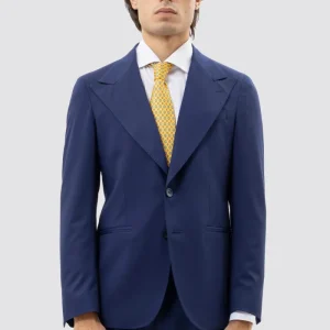 Giacca uomo monopetto blu tinta unita Rever a lancia 13cm