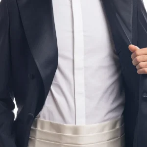 Fascia smoking in raso bianca tinta unita chiusura gancio regolabile larghezza 14 cm