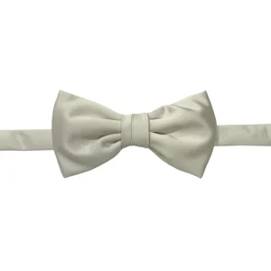 Papillon uomo bianco classico fatto a mano in raso tinta unita con gancio in acciaio regolabile