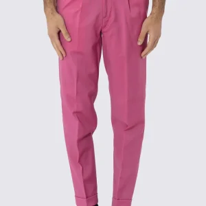 Pantalone uomo color fragola fresco lana super 130’s Bristol Tessuti Napoli tasca america una pinces e risvolto di 4cm