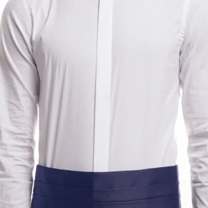 Fascia smoking in raso effetto seta royal bllu effetto raso tinta unita chiusura gancio regolabile larghezza 14 cm