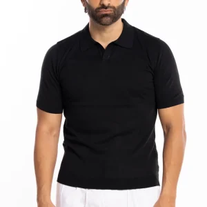 Polo da uomo mezze maniche nera tinta unita 100% cotone di filo tinta unita finezza 14
–