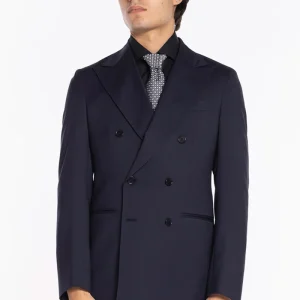 Giacca uomo doppiopetto blu notte fresco lana super 130’s Vitale Barberis Canonico Rever largo