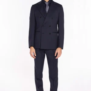 Abito doppiopetto blu notte fresco lana super 130’s Vitale Barberis Canonico Rever largo