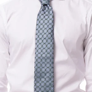 Cravatta uomo verde fantasia fiori grandi in seta 100% larghezza 8 cm da cerimonia elegante