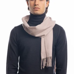 Sciarpa uomo rosa invernale effetto lana cashmere con frange