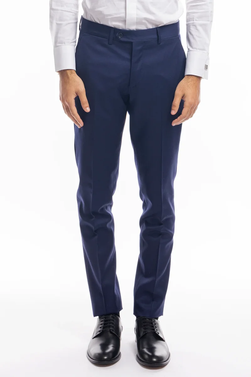 Abito smoking monopetto blu royal da uomo in fresco lana super 130’s Vitale Barberis Canonico con rever a Lancia largo in raso - immagine 8