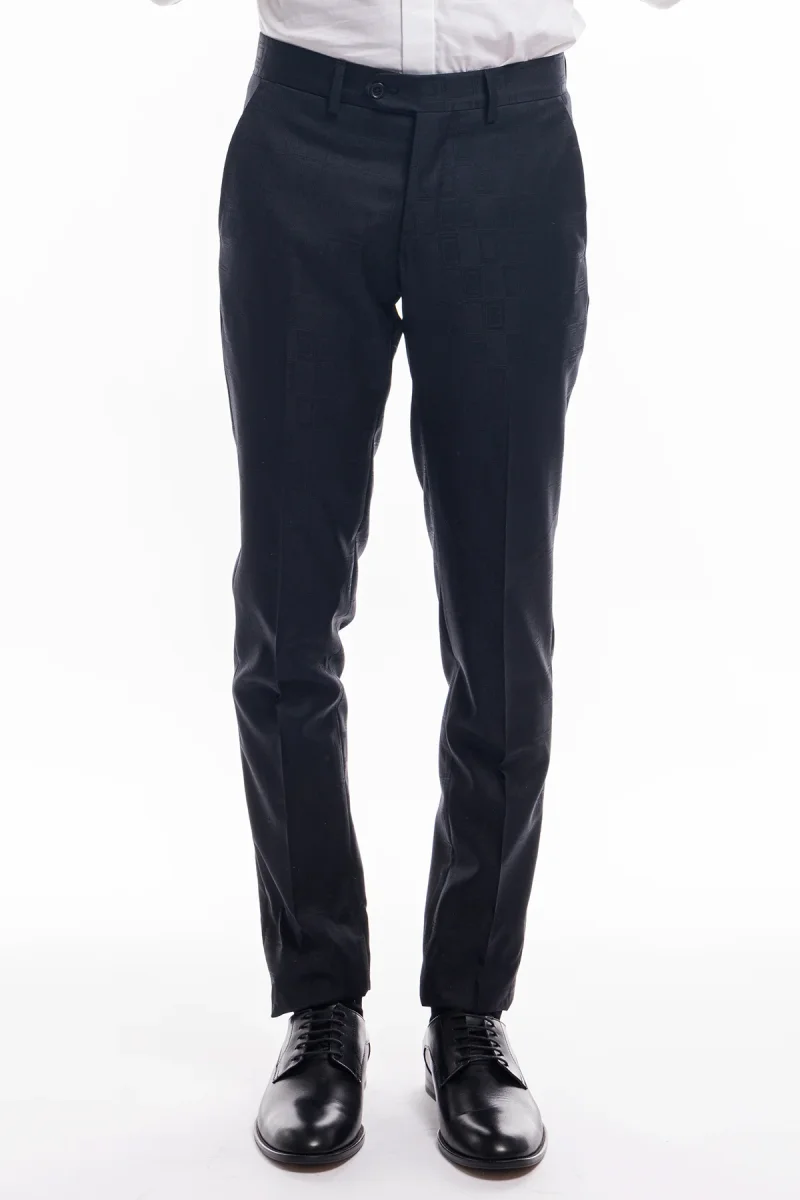 Abito smoking monopetto nera fantasia da uomo in fresco lana 100% Vitale Barberis Canonico con rever a Lancia largo in raso - immagine 9