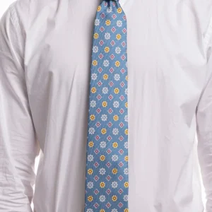 Cravatta uomo avion 9cm fantasia fiori multcolor in pura seta cucita a mano