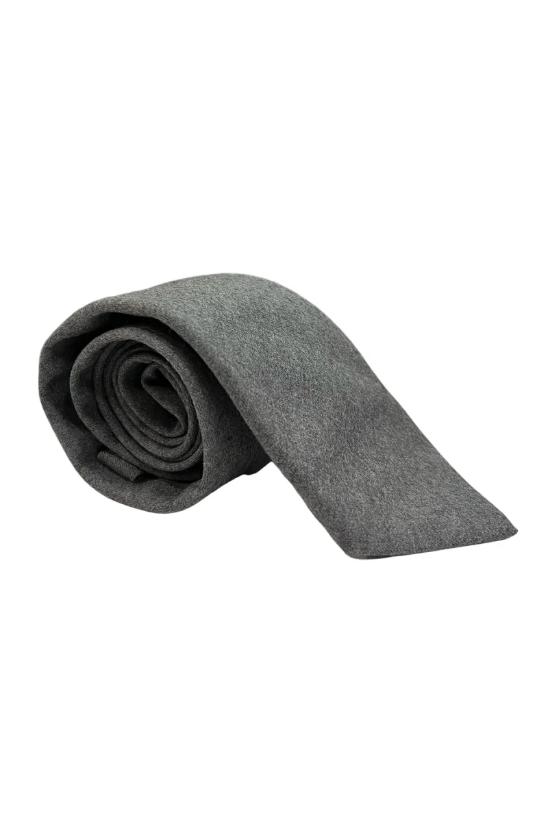 Cravatta uomo 9cm grigio medio 80% Lana 20% Cashmere - immagine 3