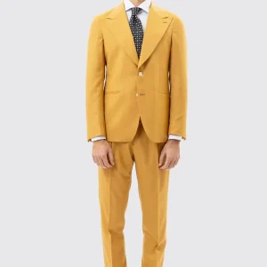 Abito Monopetto Senape Uomo Fresco Lana Super 140’s Holland & Sherry Rever A Lancia 12cm