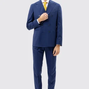 Abito uomo monopetto solaro blu fresco lana e seta Holland & Sherry Rever a lancia