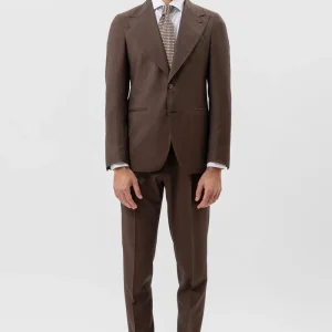 Abito Marrone Solaro Monopetto Uomo Fresco Lana Vitale Barberis Canonico Con Rever A Lancia Tasche A Filo