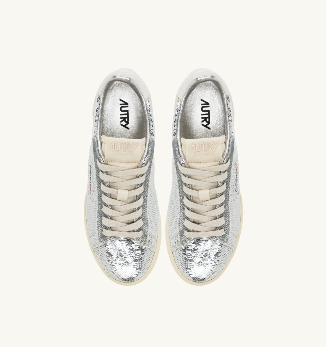 AUTRY ADLW TI05 - Sneakers DALLAS LOW SPARKLING PAILLETTES - Bianco e argento - immagine 4