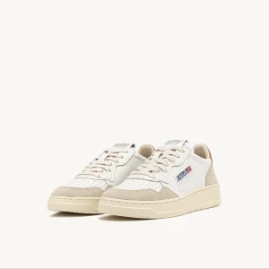 AUTRY AULW LS02 - LOW WOM LEAT/SUEDE - Bianco Camel BRNSUG
