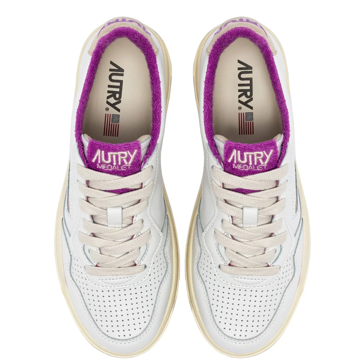 AUTRY - AULW VS04 -Sneakers LOW WOM LEAT - Bianco Viola - immagine 6