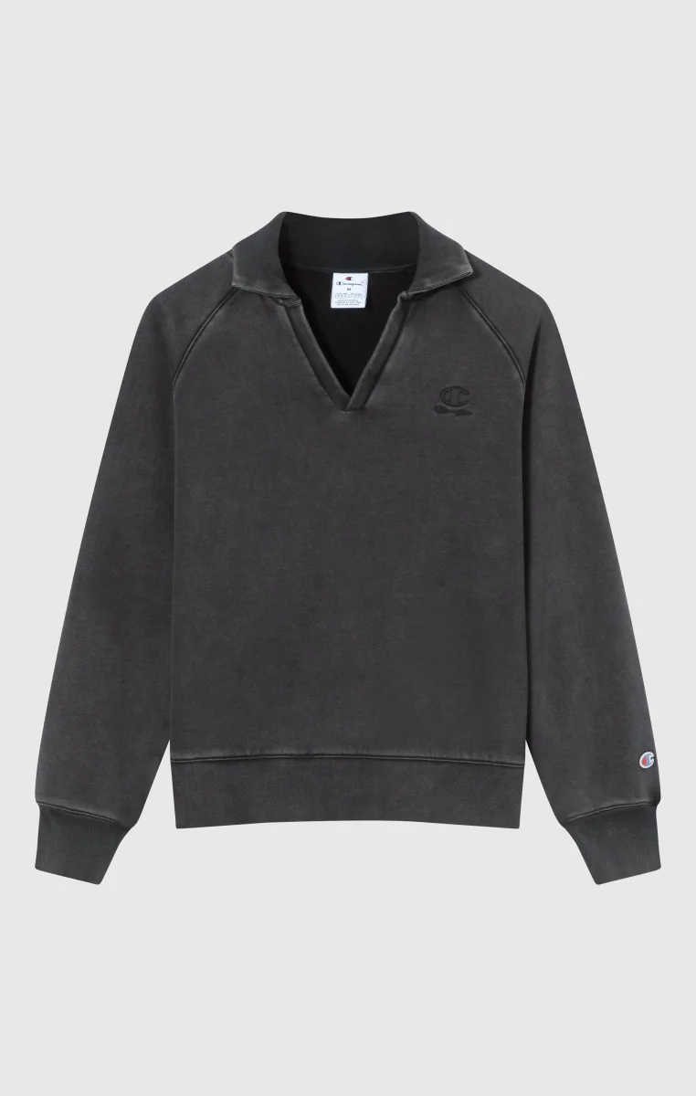 Women's Washed Polo Neck Fleece Sweatshirt Icons - immagine 7