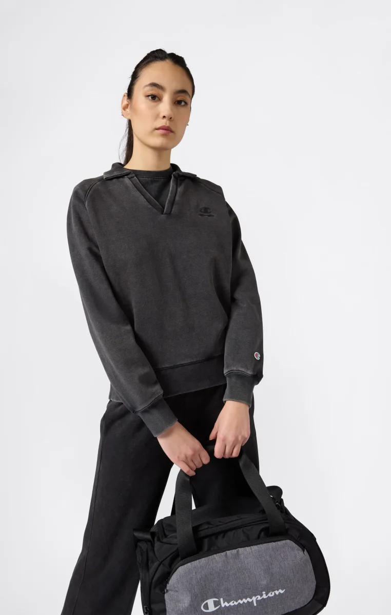 Women's Washed Polo Neck Fleece Sweatshirt Icons - immagine 5