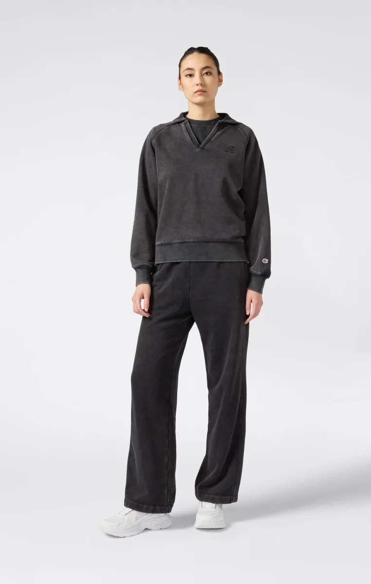 Women's Washed Polo Neck Fleece Sweatshirt Icons - immagine 4