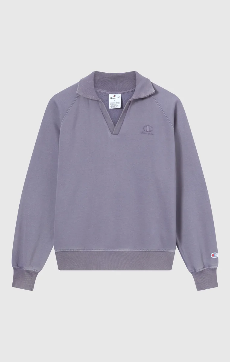 Women's Washed Polo Neck Fleece Sweatshirt Icons - immagine 7