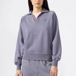 Women's Washed Polo Neck Fleece Sweatshirt Icons