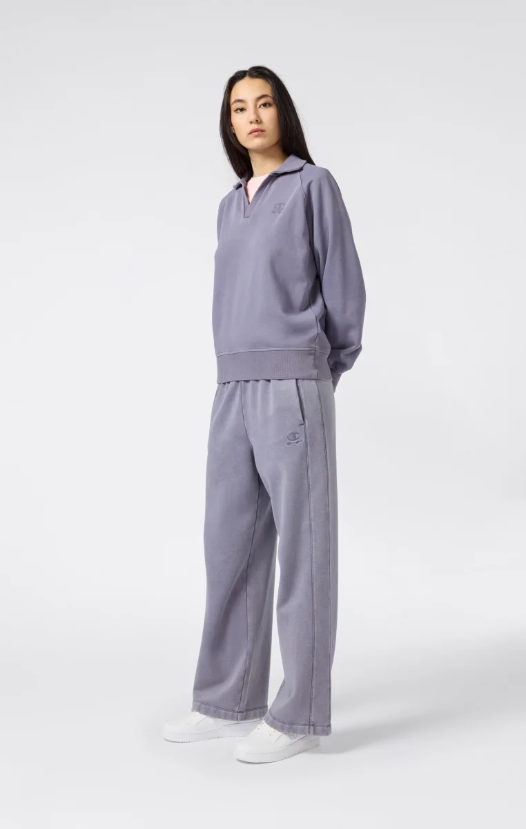 Women's Washed Polo Neck Fleece Sweatshirt Icons - immagine 3