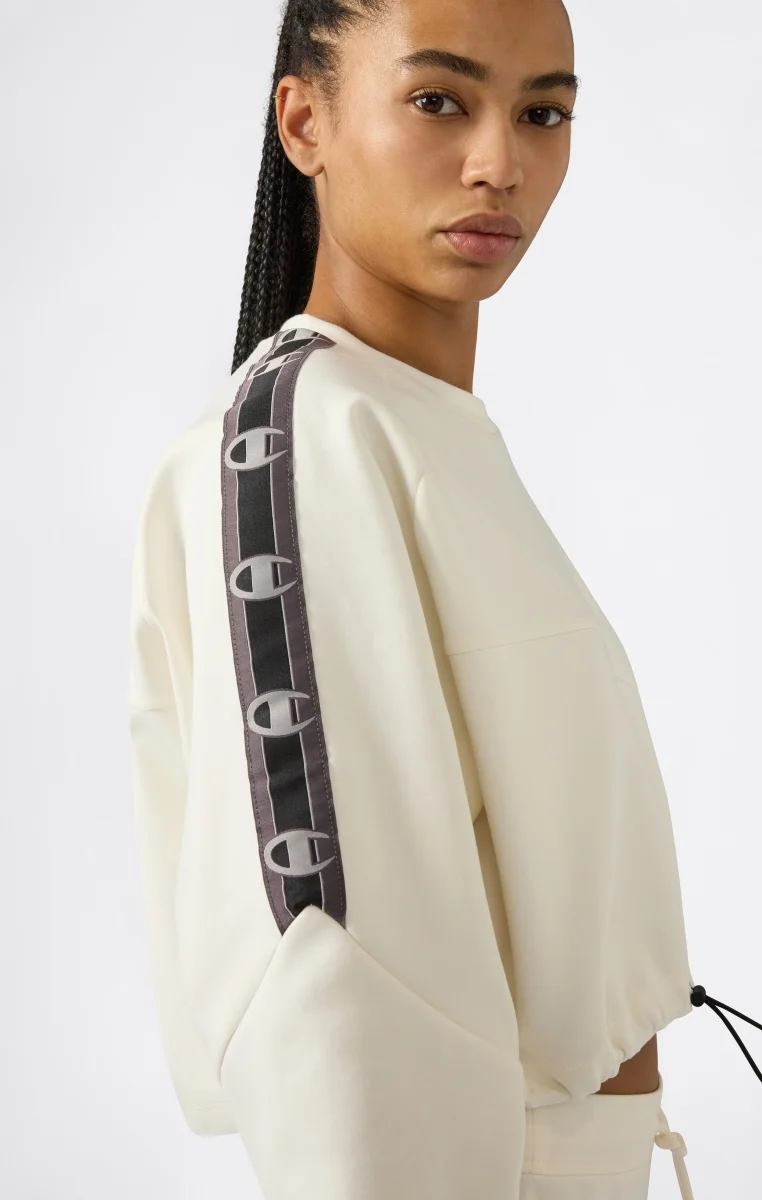 Women’s Cropped Interlock Crewneck Sweatshirt with Tape Logo - immagine 5