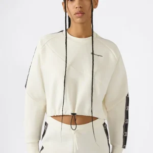 Women’s Cropped Interlock Crewneck Sweatshirt with Tape Logo