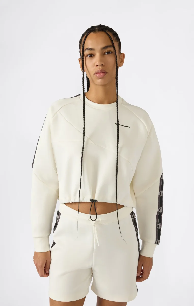 Women’s Cropped Interlock Crewneck Sweatshirt with Tape Logo - immagine 2