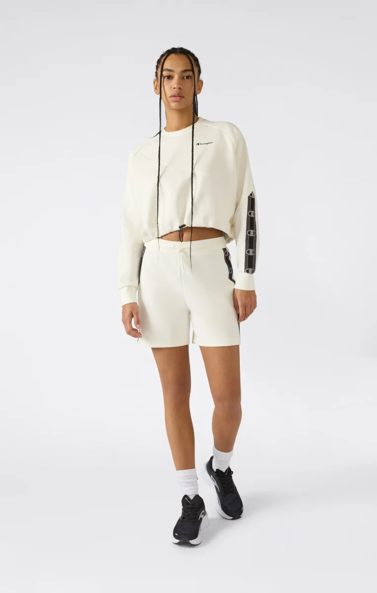 Women’s Cropped Interlock Crewneck Sweatshirt with Tape Logo - immagine 4