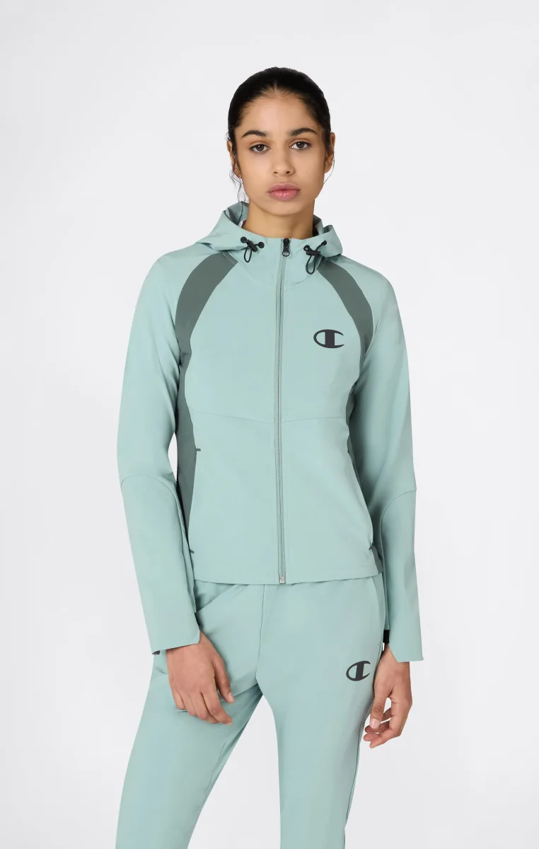 Women’s Stretch Nylon Hooded Track Top Slim Fit