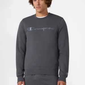 Men’s Fleece Crewneck Sweatshirt with Big Embroidered Logo Icons