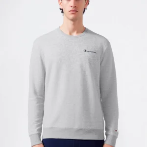 Men’s Fleece Crewneck Sweatshirt with Small Embroidered Logo Icons