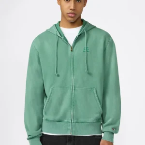 Men’s Full Zip Hooded Sweatshirt with Embroidered Logo and Washed Effect Icons