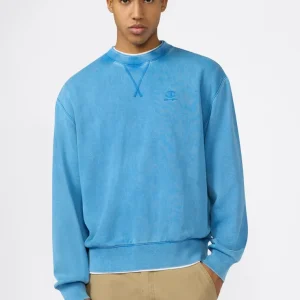 Men’s Crewneck Sweatshirt with Embroidered Logo and Washed Effect Icons