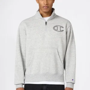 Men’s Half Zip Sweatshirt With Brushed Interior And Puff Print Logo