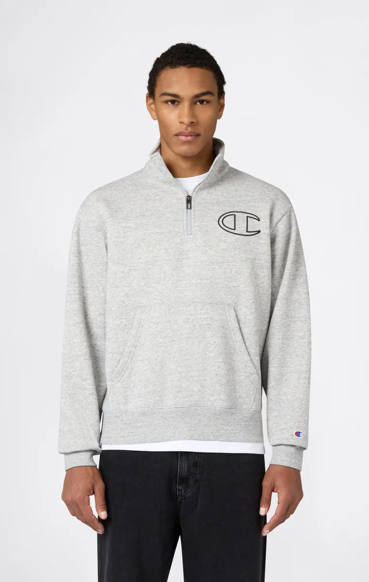 Men’s Half Zip Sweatshirt With Brushed Interior And Puff Print Logo