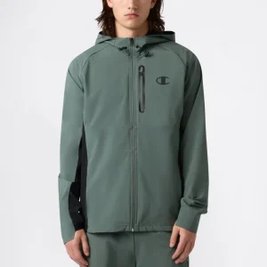 Men’s Stretch Woven Nylon Hooded Track Top Slim Fit