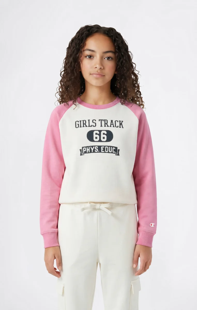 Girls’ Lightweight Crewneck Sweatshirt with Graphic Icons