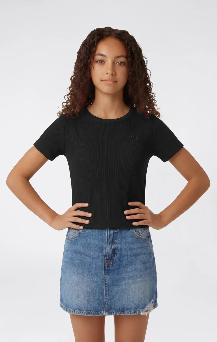Girls’ Stretch Rib Crewneck T-Shirt Icons