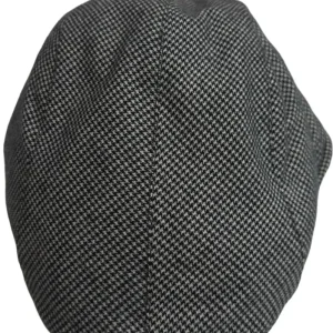 Cappello da uomo nero fantasia pied de poule modello becco d’oca in pura lana flanella Carillo Drapers made in italy